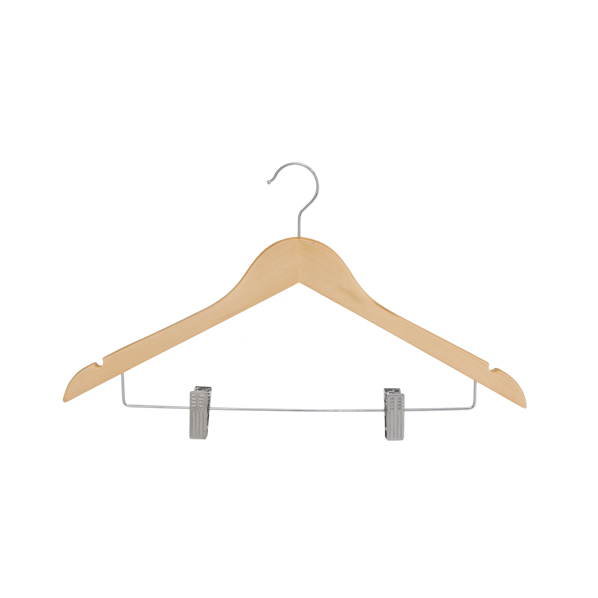 Wooden Clothes Hanger with Movabel Clips