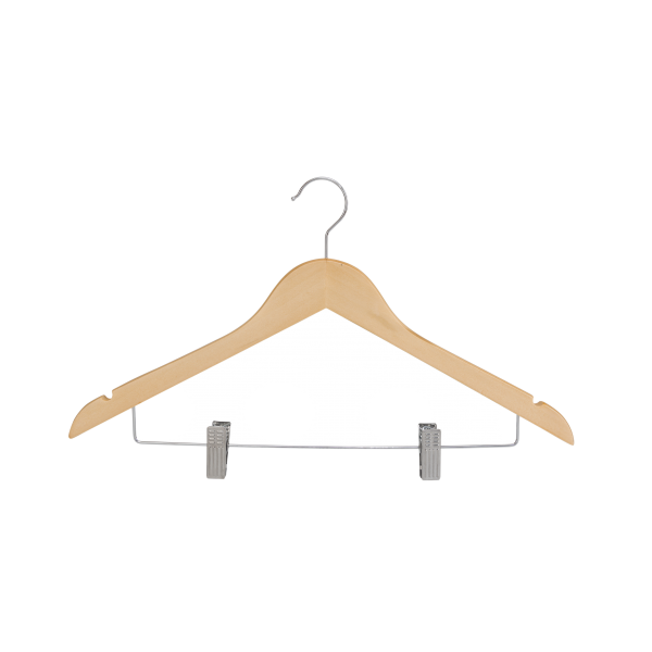 Wooden Clothes Hanger with Movabel Clips
