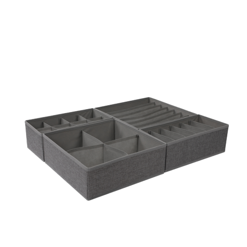 Faux Linen 4 Piece Set Underwear Storage Box
