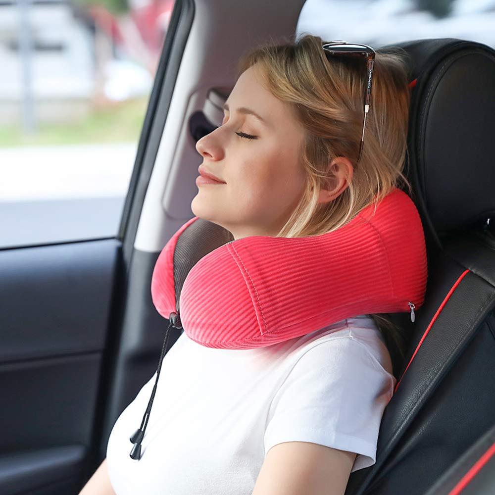 Wanhua Memory Foam Travel Pillow-Neck Pillow for Airplane Travel with Eye Masks and Ear plugs