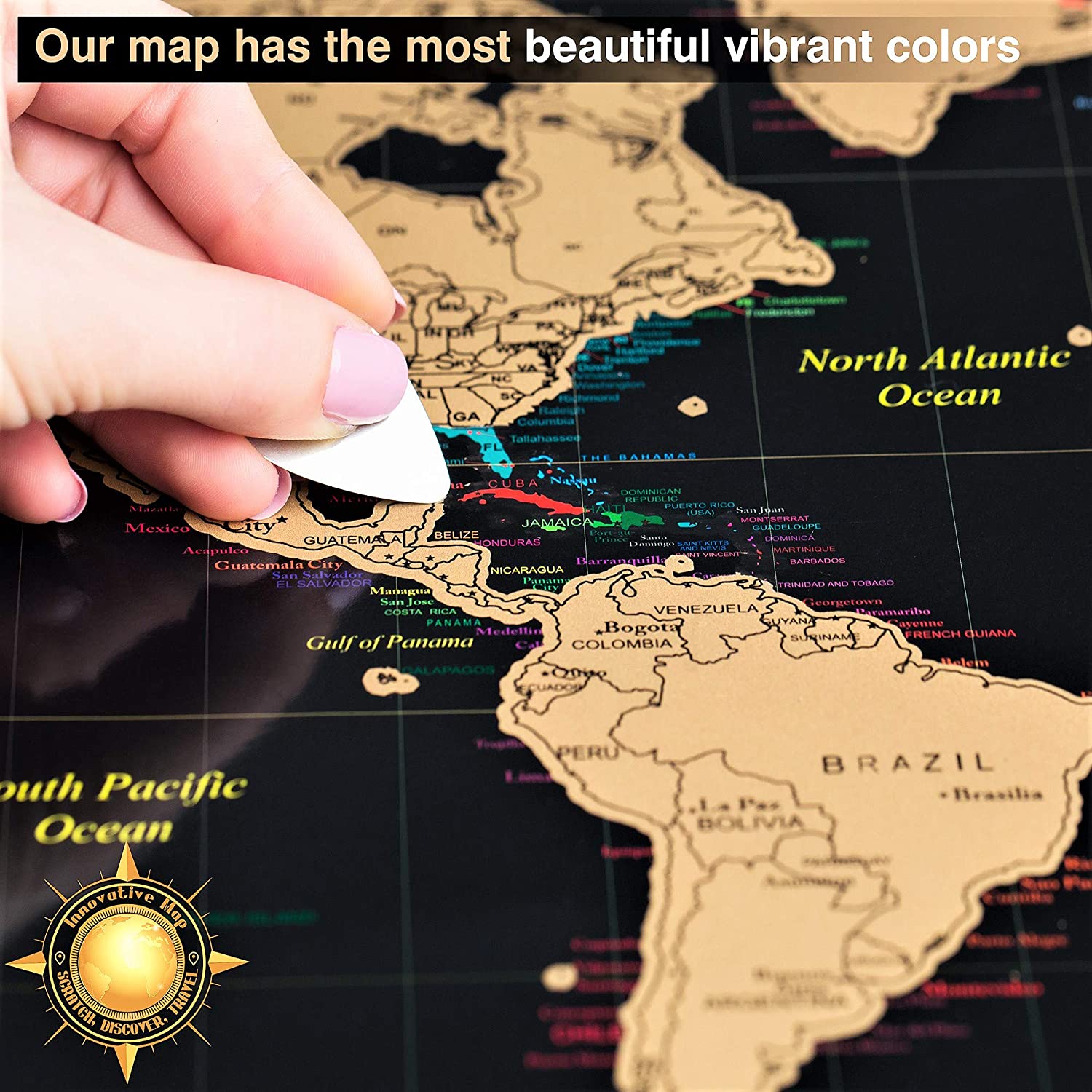 Wanhua Customized size design acceptable Scratch off world and USA map