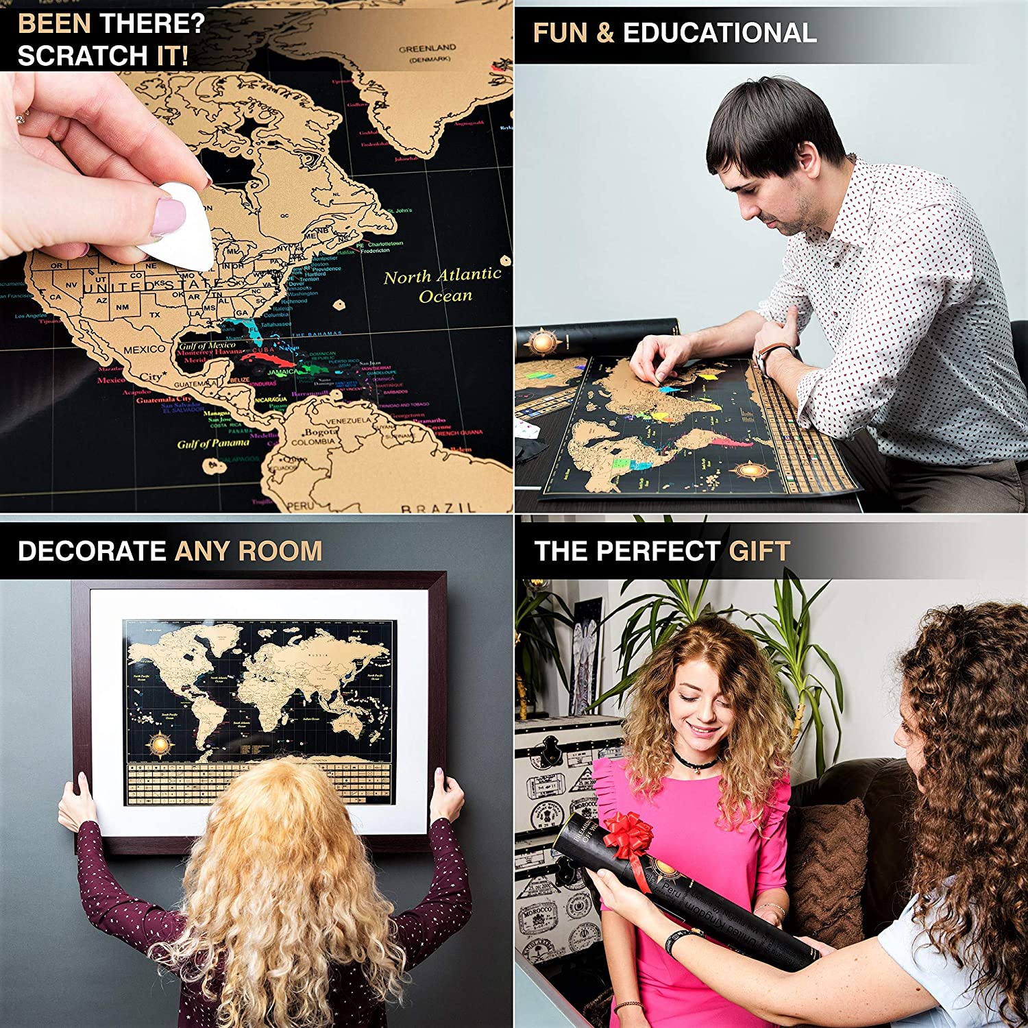 Wanhua Customized size design acceptable Scratch off world and USA map