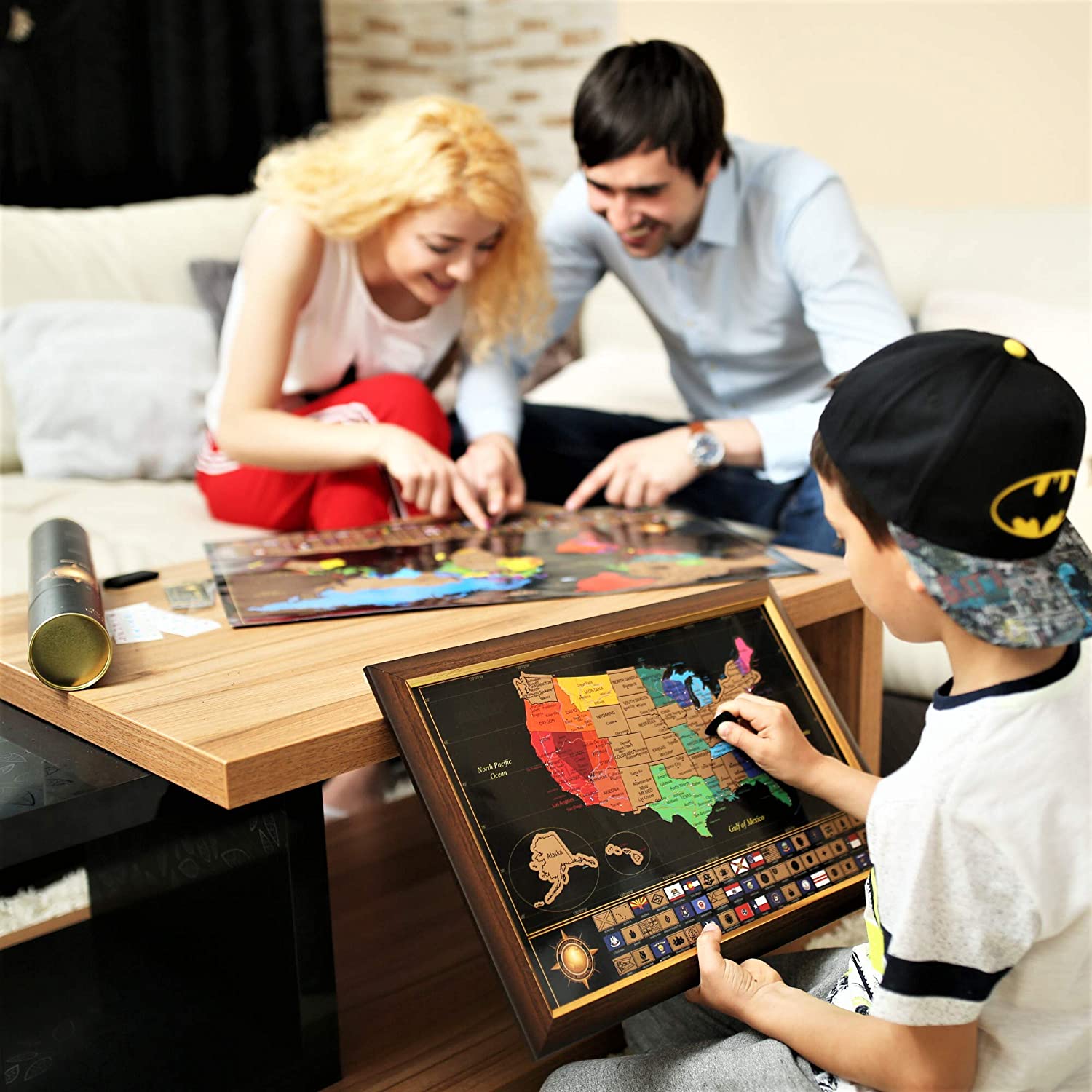 Wanhua Customized size design acceptable Scratch off world and USA map