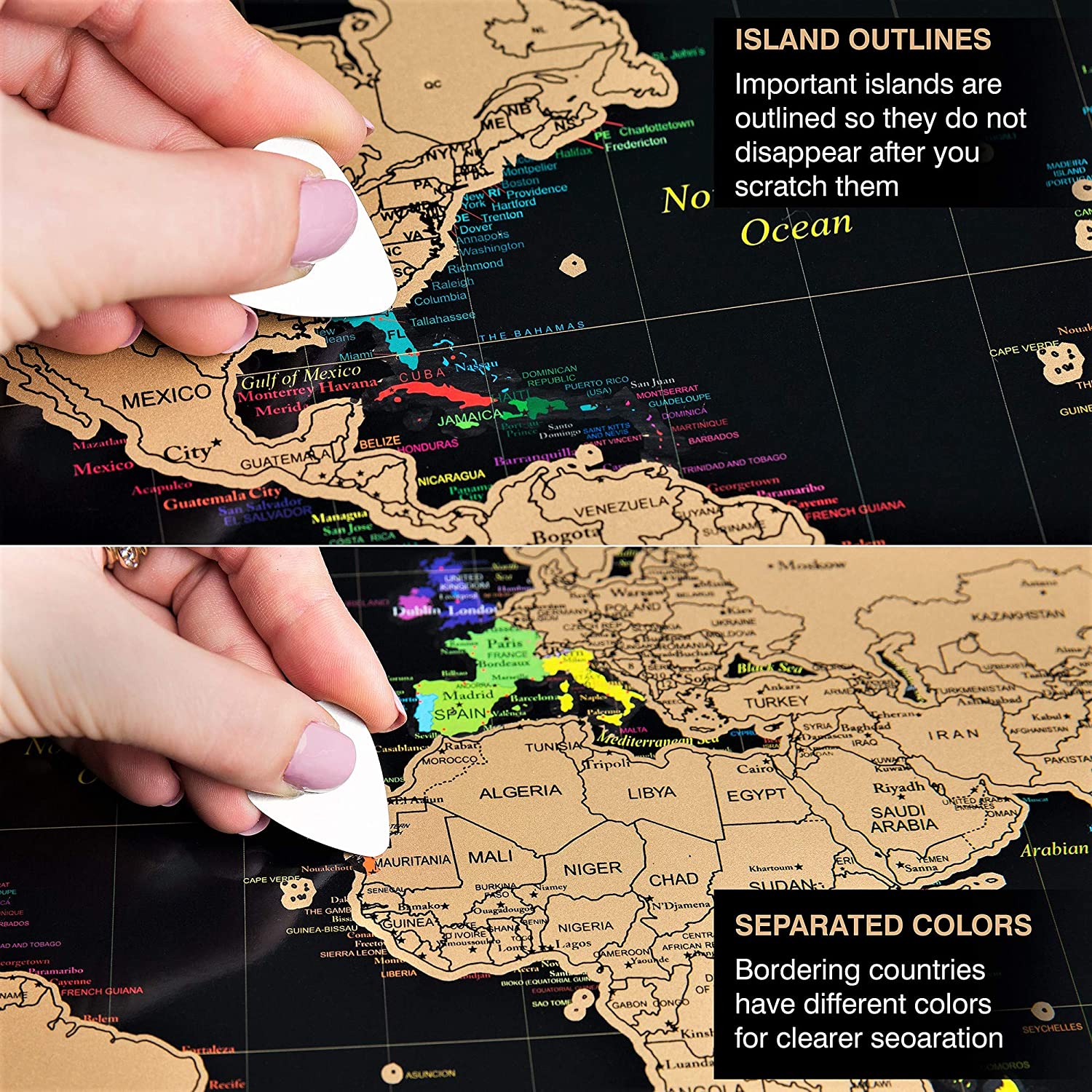 Wanhua Customized size design acceptable Scratch off world and USA map