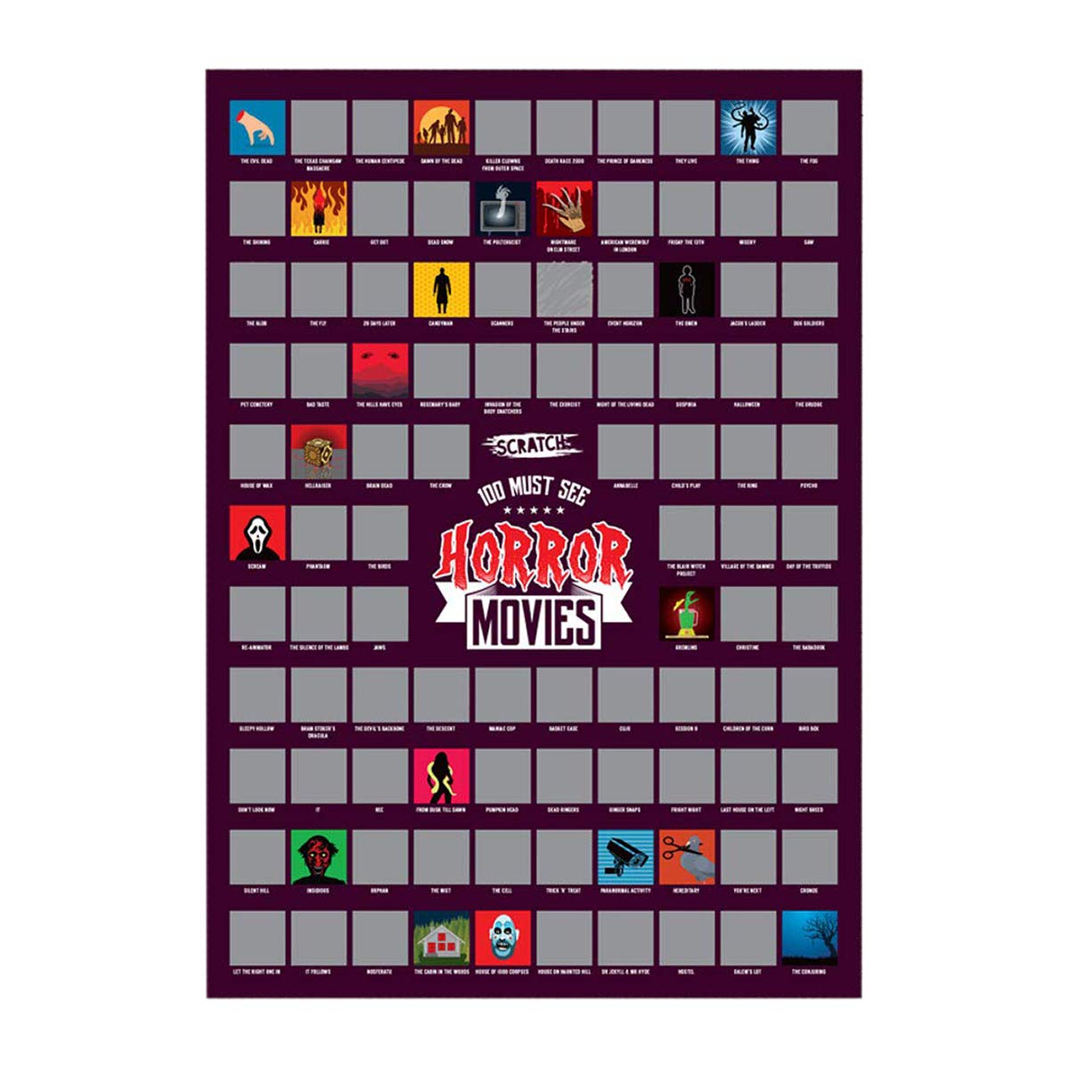 Wanhua High quality customize Must See Horror Movies Scratch Off Wall Poster
