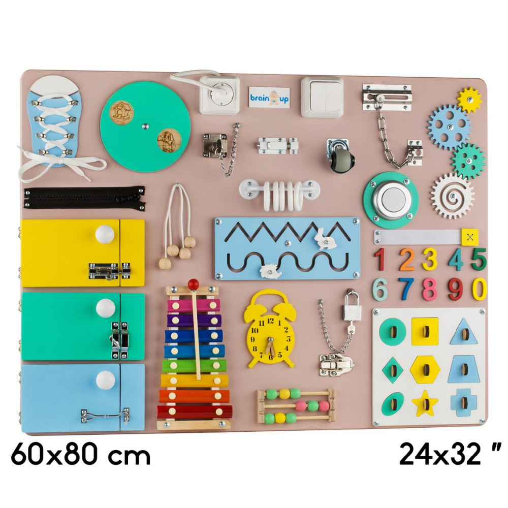 Wanhua Montesorri educational activity toddler wooden toys Handmade natural wooden baby busy board