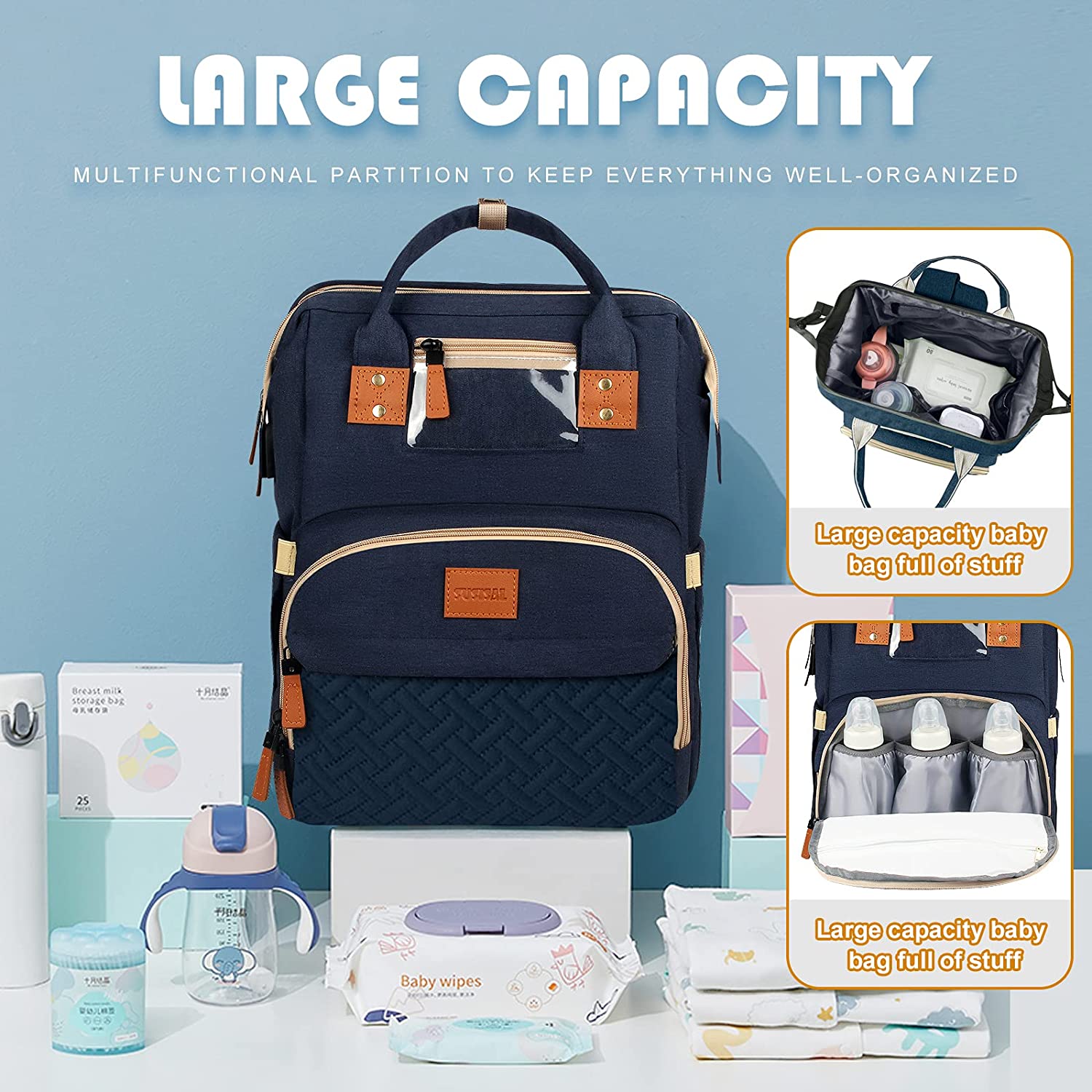 Wanhua Large capacity portable travel waterproof NUMEROUS pockets Maternity baby bag