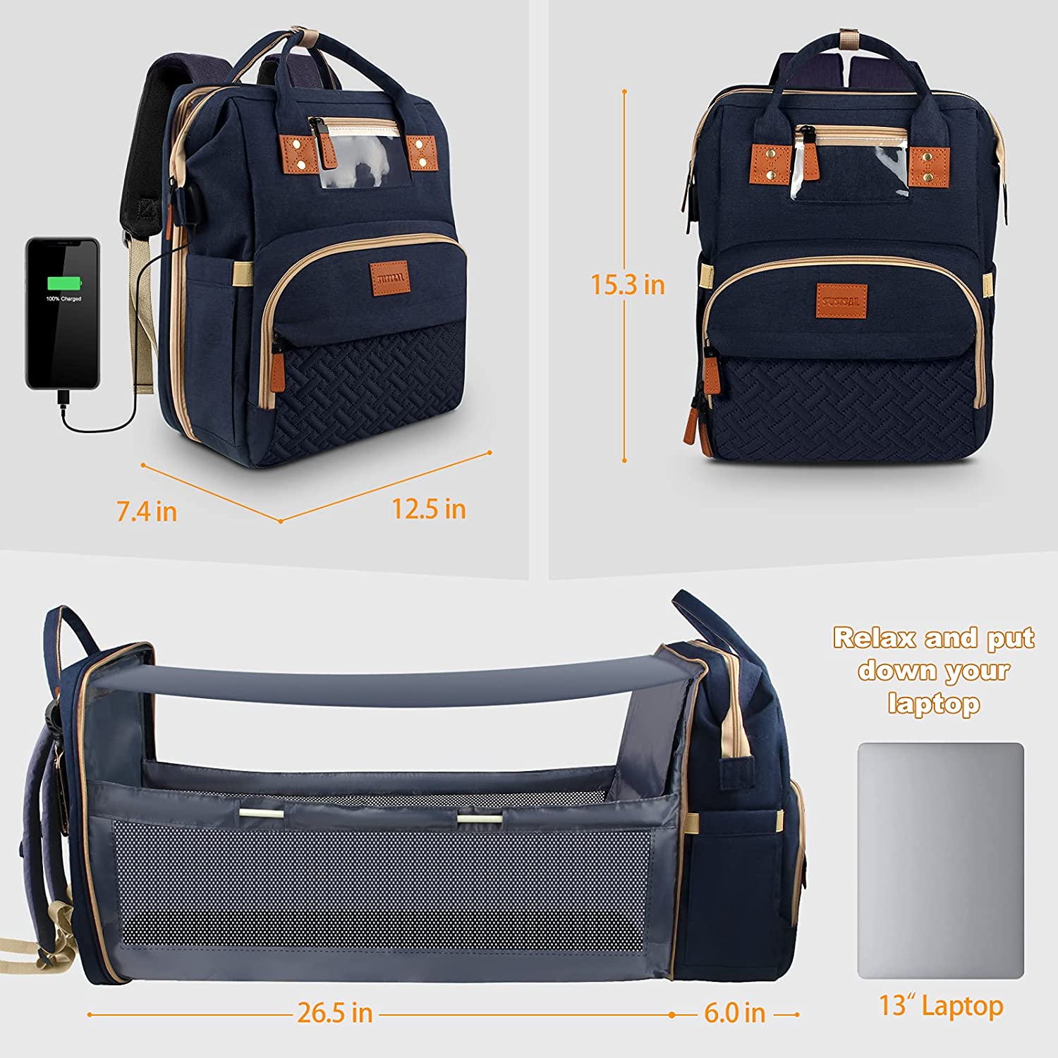 Wanhua Large capacity portable travel waterproof NUMEROUS pockets Maternity baby bag