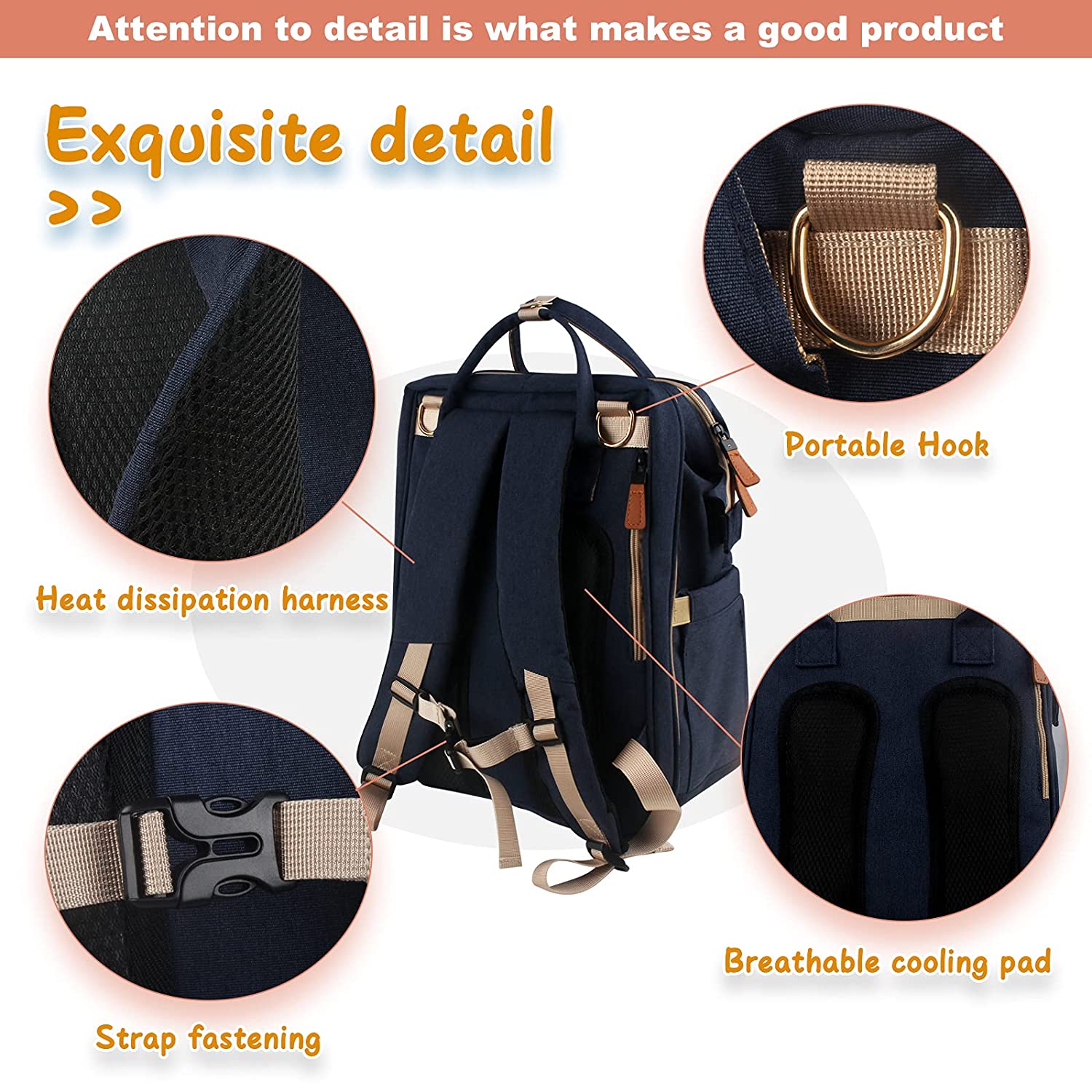 Wanhua Large capacity portable travel waterproof NUMEROUS pockets Maternity baby bag