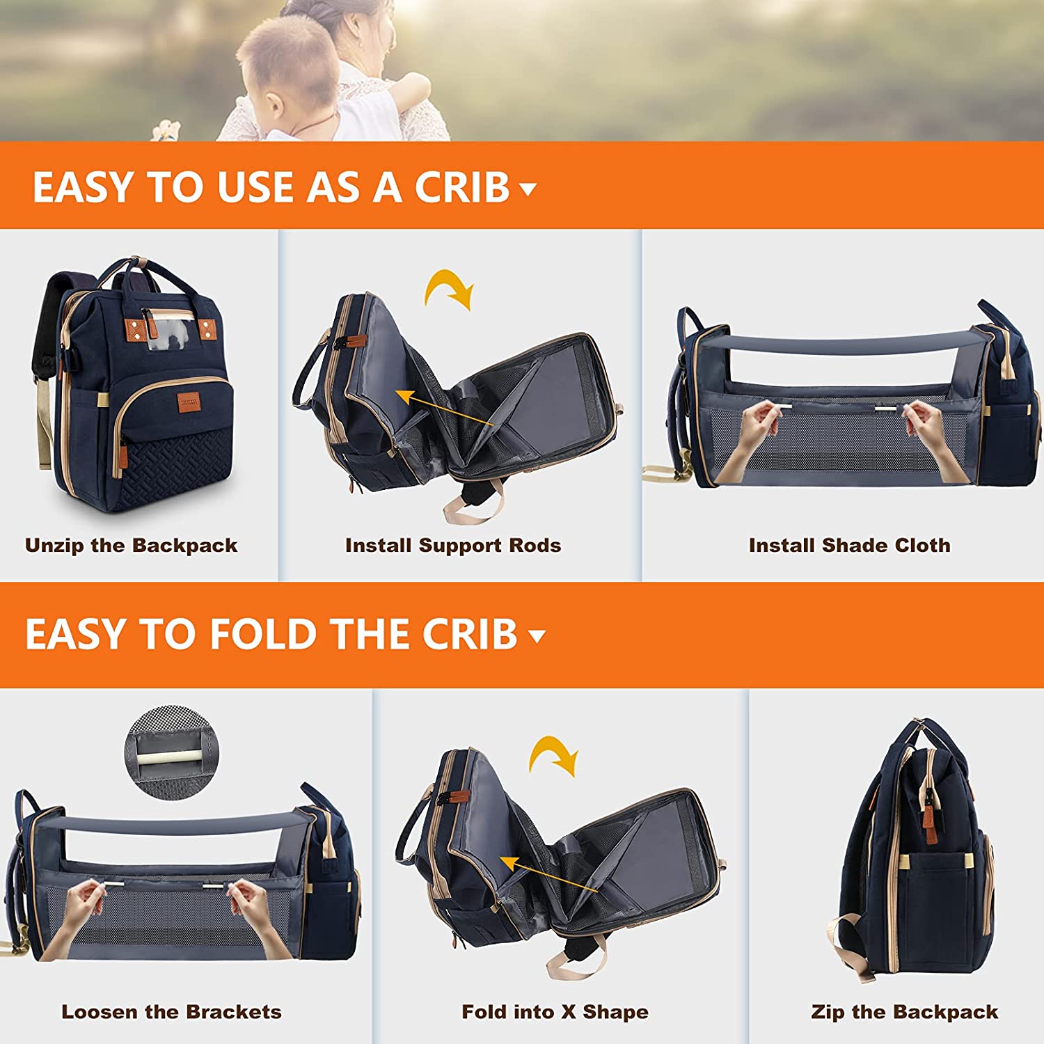 Wanhua Large capacity portable travel waterproof NUMEROUS pockets Maternity baby bag
