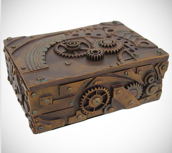Creative Give Wooden Old School Puzzle Mechine Steampunk Storage Box