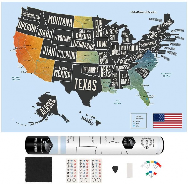 OEM Design Black scratch foil map poster Scratch Off Travel Map High Quality USA scracth off map