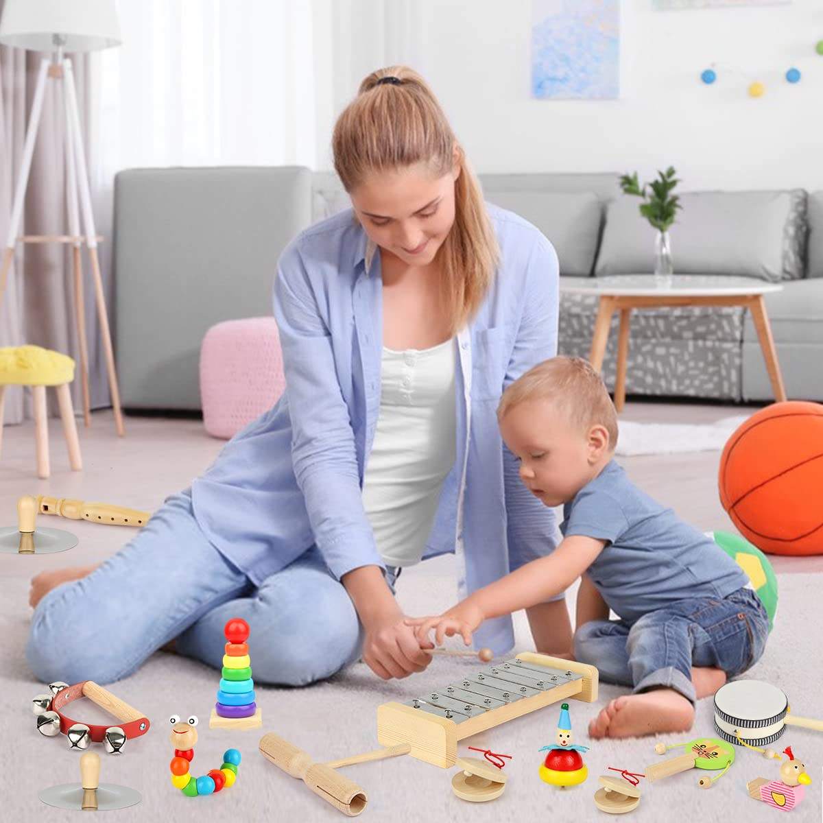 WANHUA 2023 wooden educational montessori wooden toy musical instruments set for baby