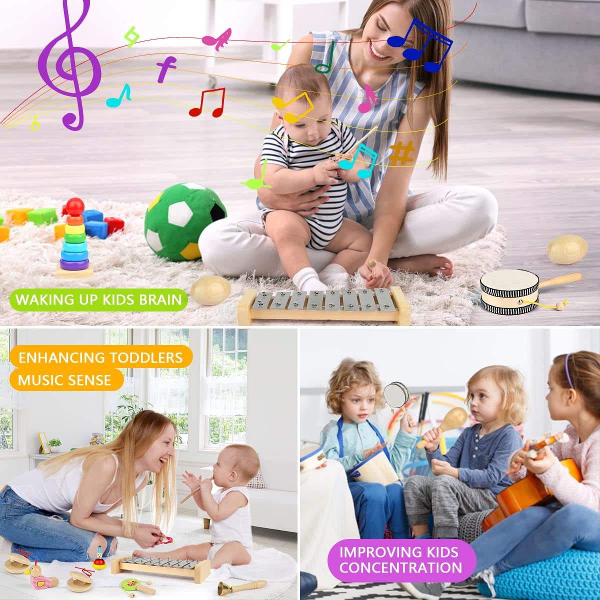 WANHUA 2023 wooden educational montessori wooden toy musical instruments set for baby