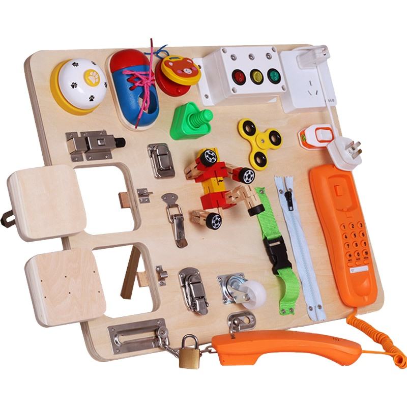 WANHUA custom educational wooden montesori busy board for kids