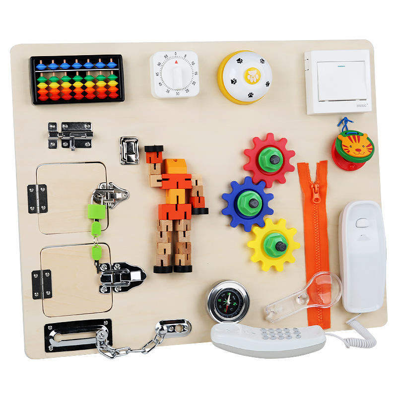 WANHUA custom educational wooden montesori busy board for kids