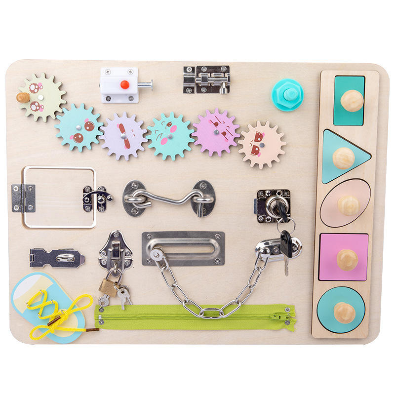 WANHUA custom educational wooden montesori busy board for kids