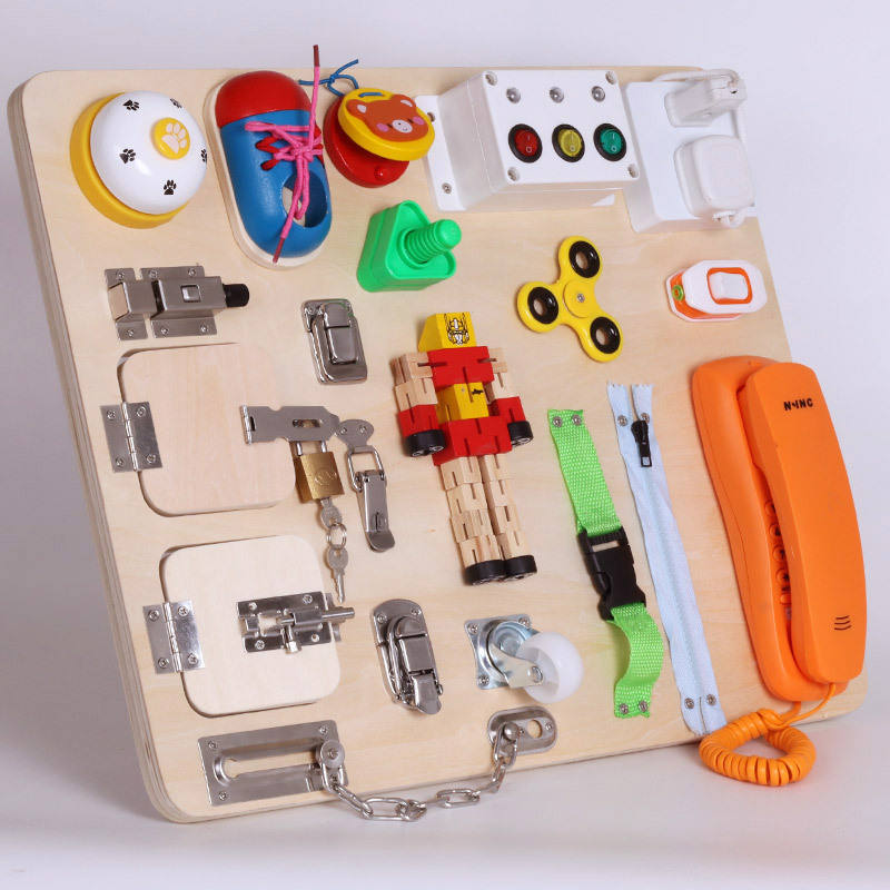 WANHUA custom educational wooden montesori busy board for kids