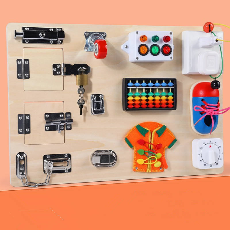 WANHUA custom educational wooden montesori busy board for kids