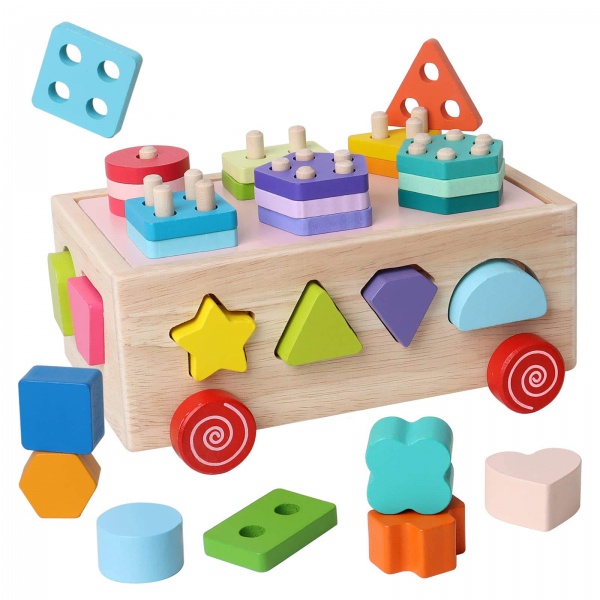 WANHUA free shipping montesorri toy wooden shape sorting toy