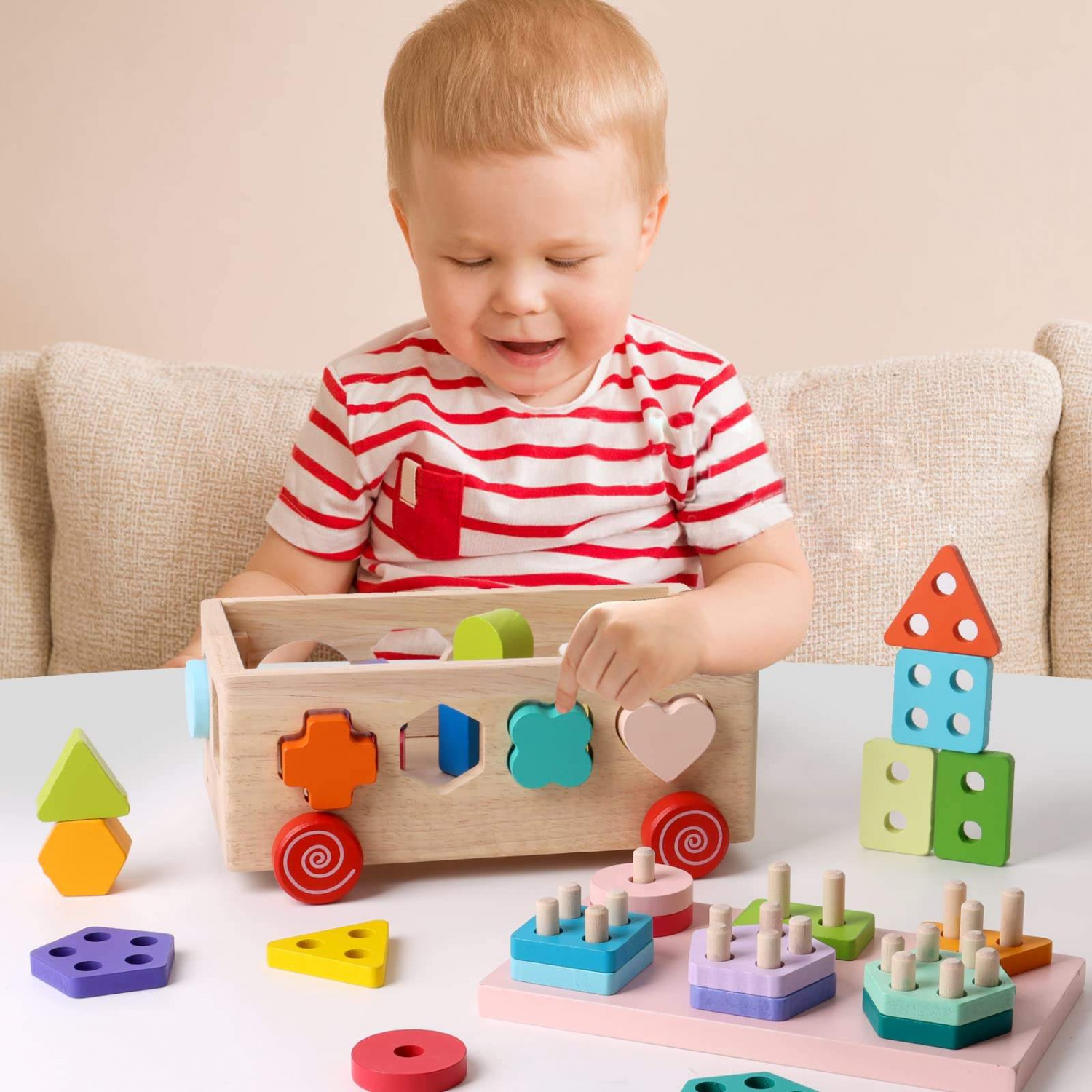 WANHUA free shipping montesorri toy wooden shape sorting toy