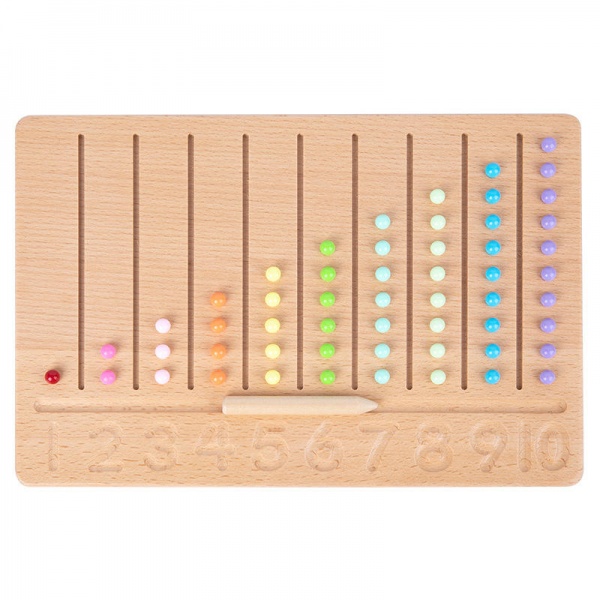 Wooden Double-Sided Bead Board with Wooden Alphabet Tracing Board Montessori Color Sorting Toy Math Counting Game for Kids