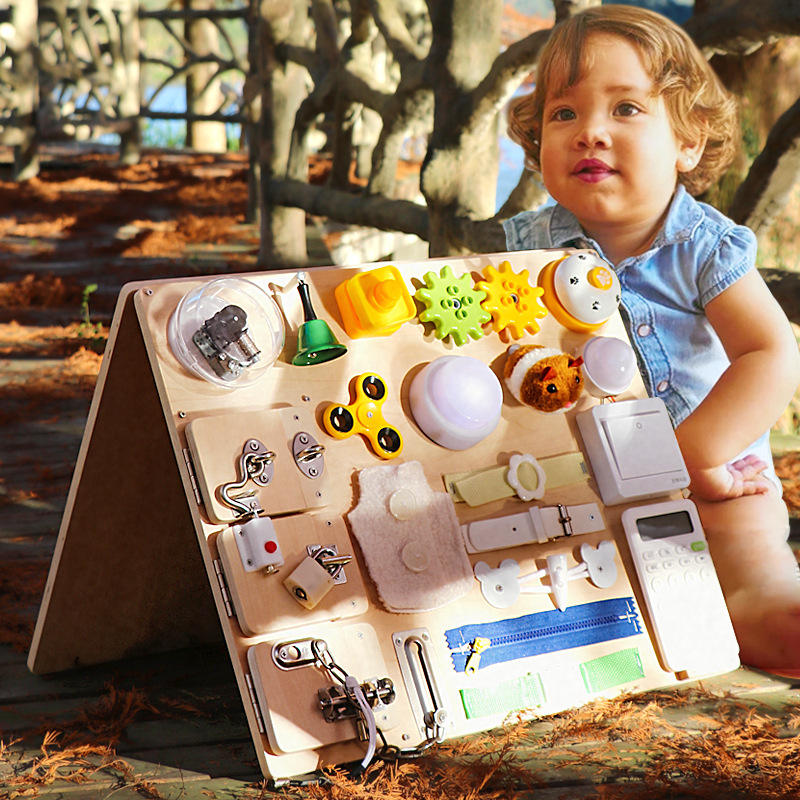 WANHUA custom wooden educational personalized baby busy board for kids