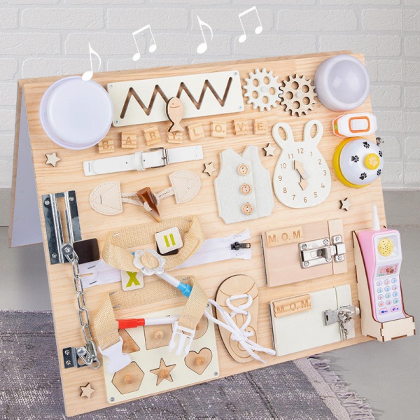 WANHUA custom wooden educational personalized baby busy board for kids