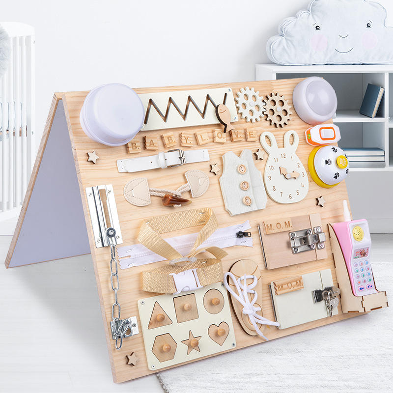 WANHUA custom wooden educational personalized baby busy board for kids