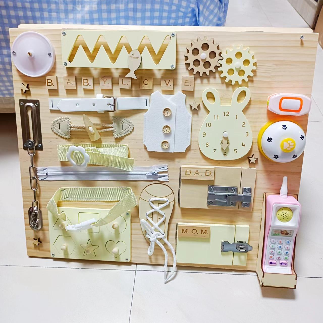 WANHUA custom wooden educational personalized baby busy board for kids