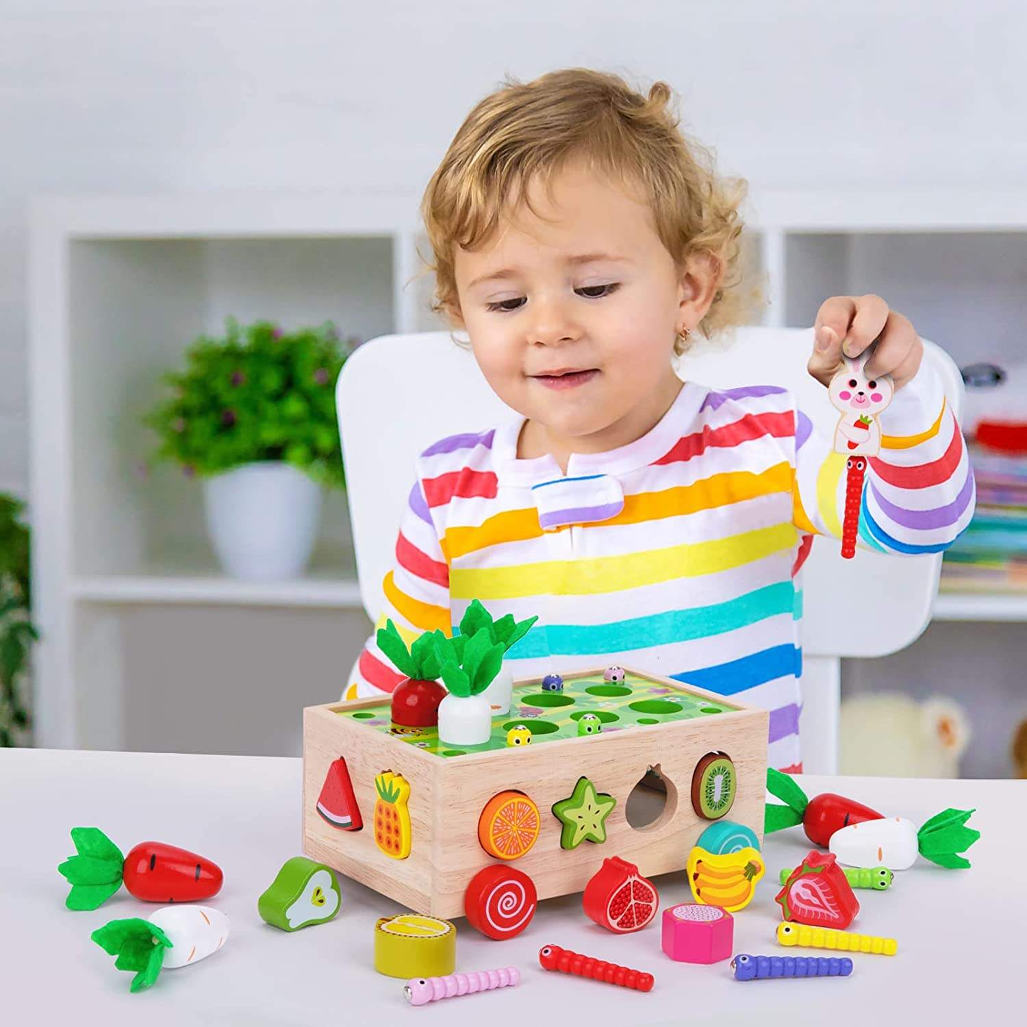 Custom Montessori Wooden Educational Fruit Toys Shape Sorting Toys for Preschool Learning