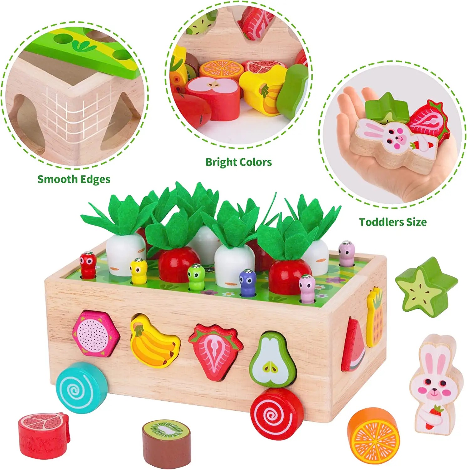 Custom Montessori Wooden Educational Fruit Toys Shape Sorting Toys for Preschool Learning