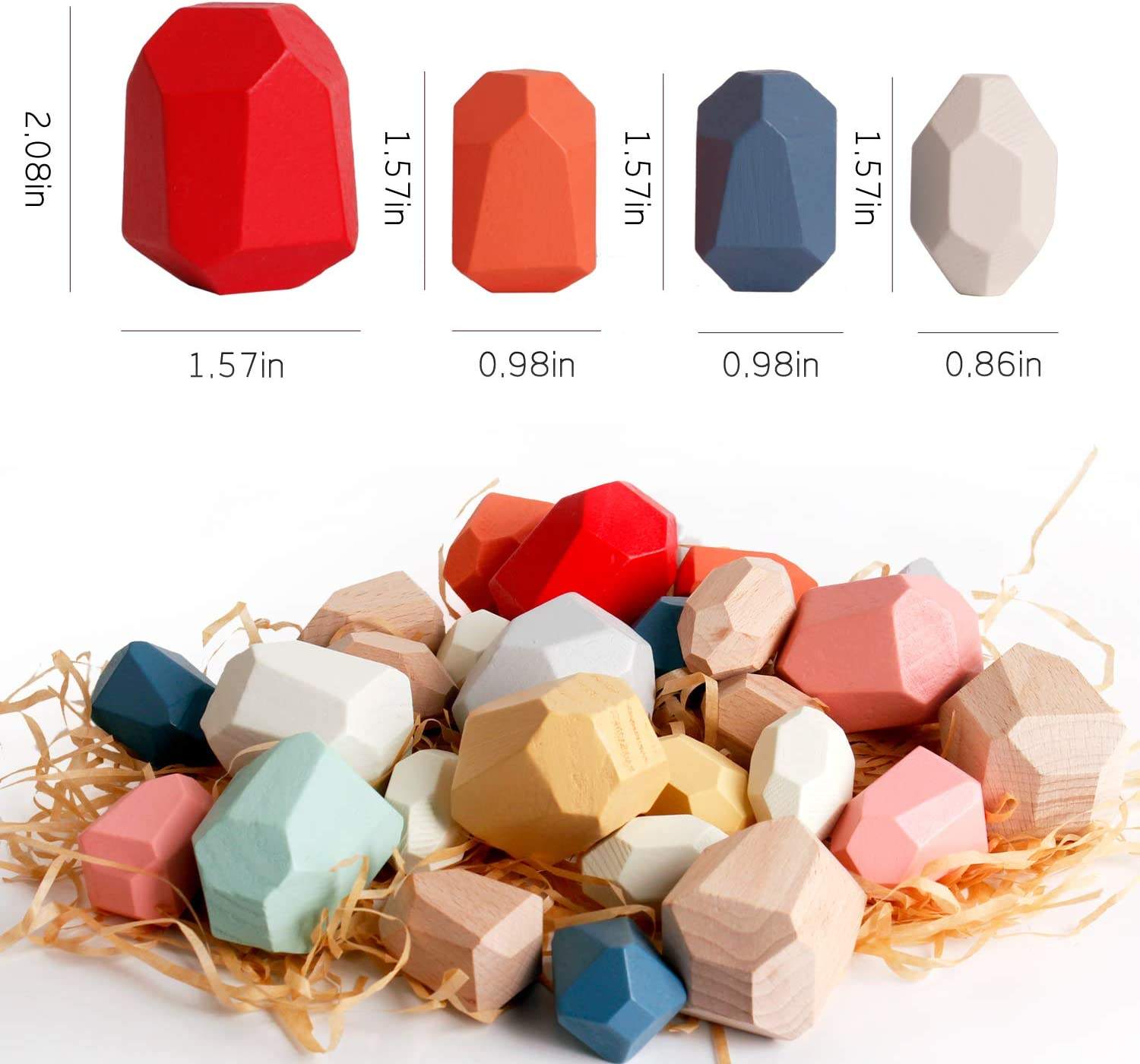 Montessori Wooden Sorting Stacking Rocks Balancing Stones toys Building Blocks Game Set for Kids