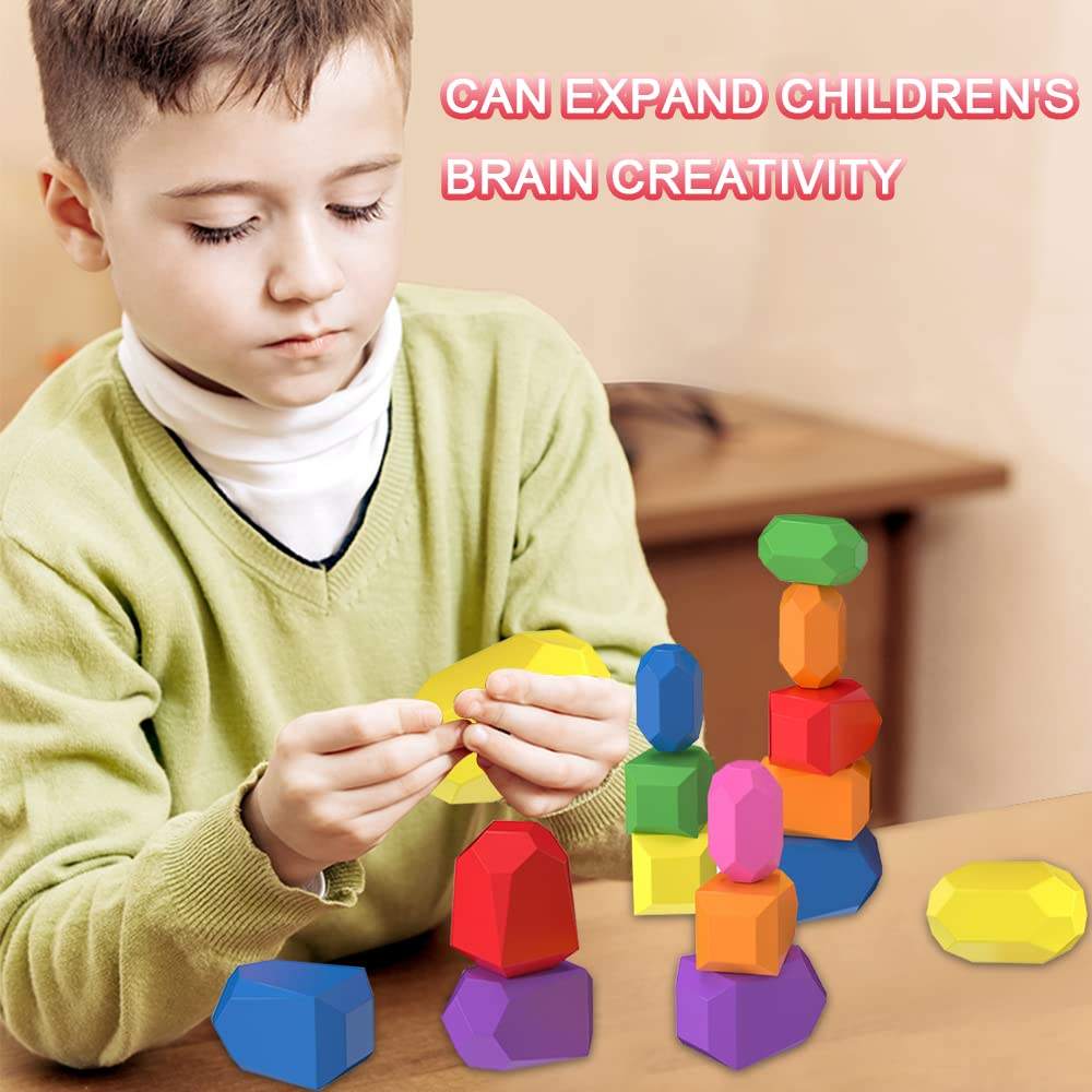 WANHUA kids learning toys baby montessori sensory toys wooden rocks montessori toys