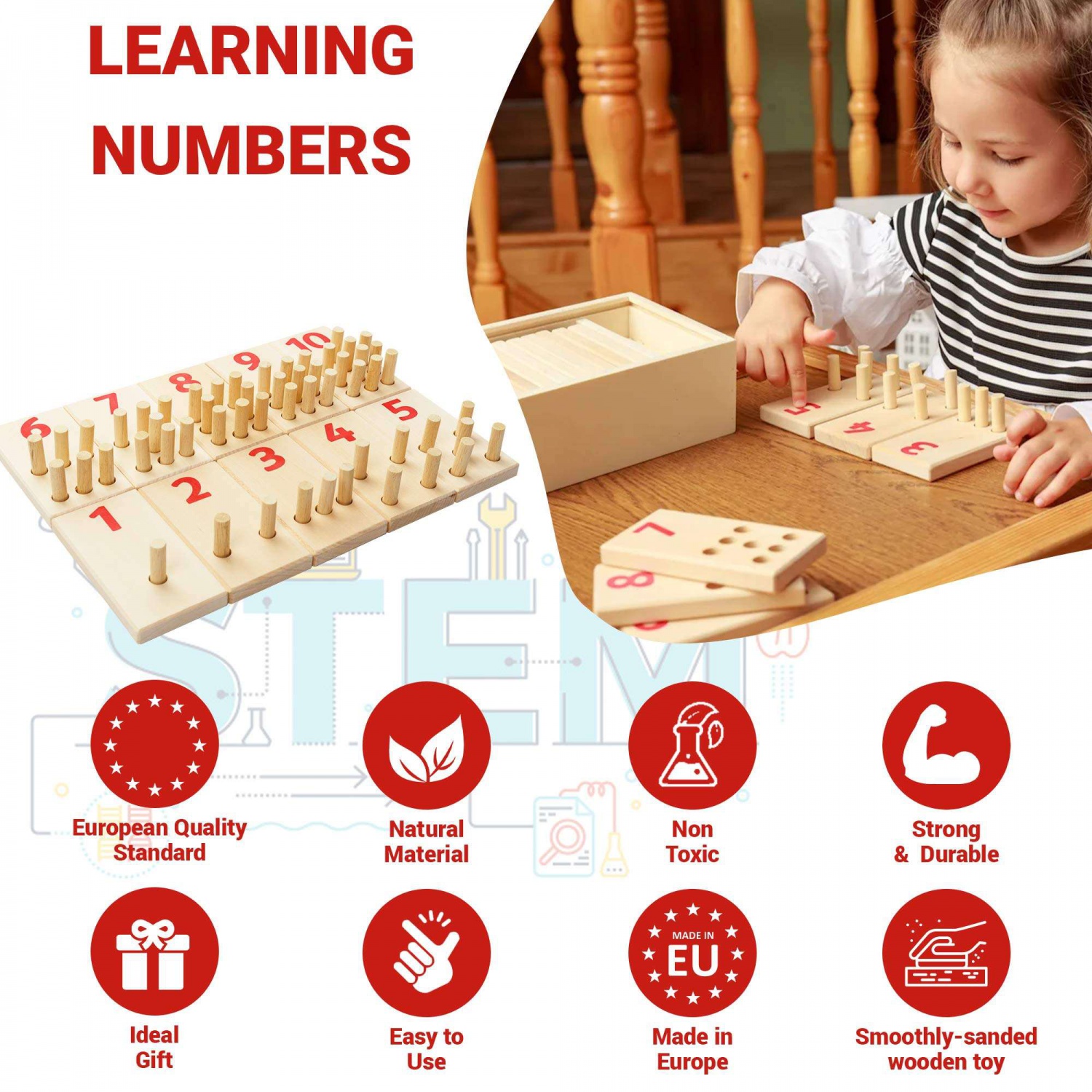 WANHUA toddlers montessori wooden educational toys wood toy baby montessori math toys