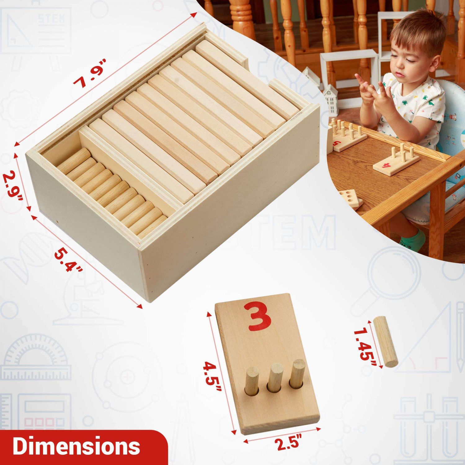 WANHUA toddlers montessori wooden educational toys wood toy baby montessori math toys