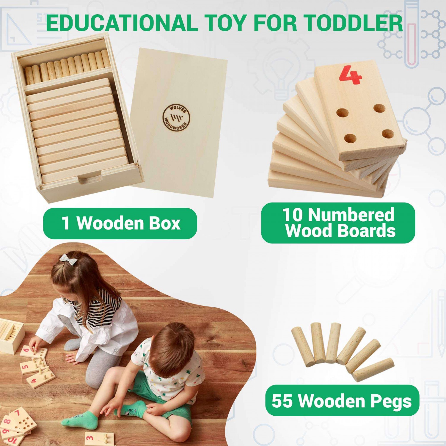 WANHUA toddlers montessori wooden educational toys wood toy baby montessori math toys