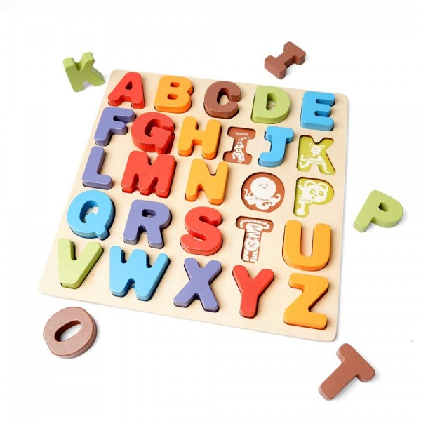WANHUA nordic 51 pcs apphabet puzzle wooden toys