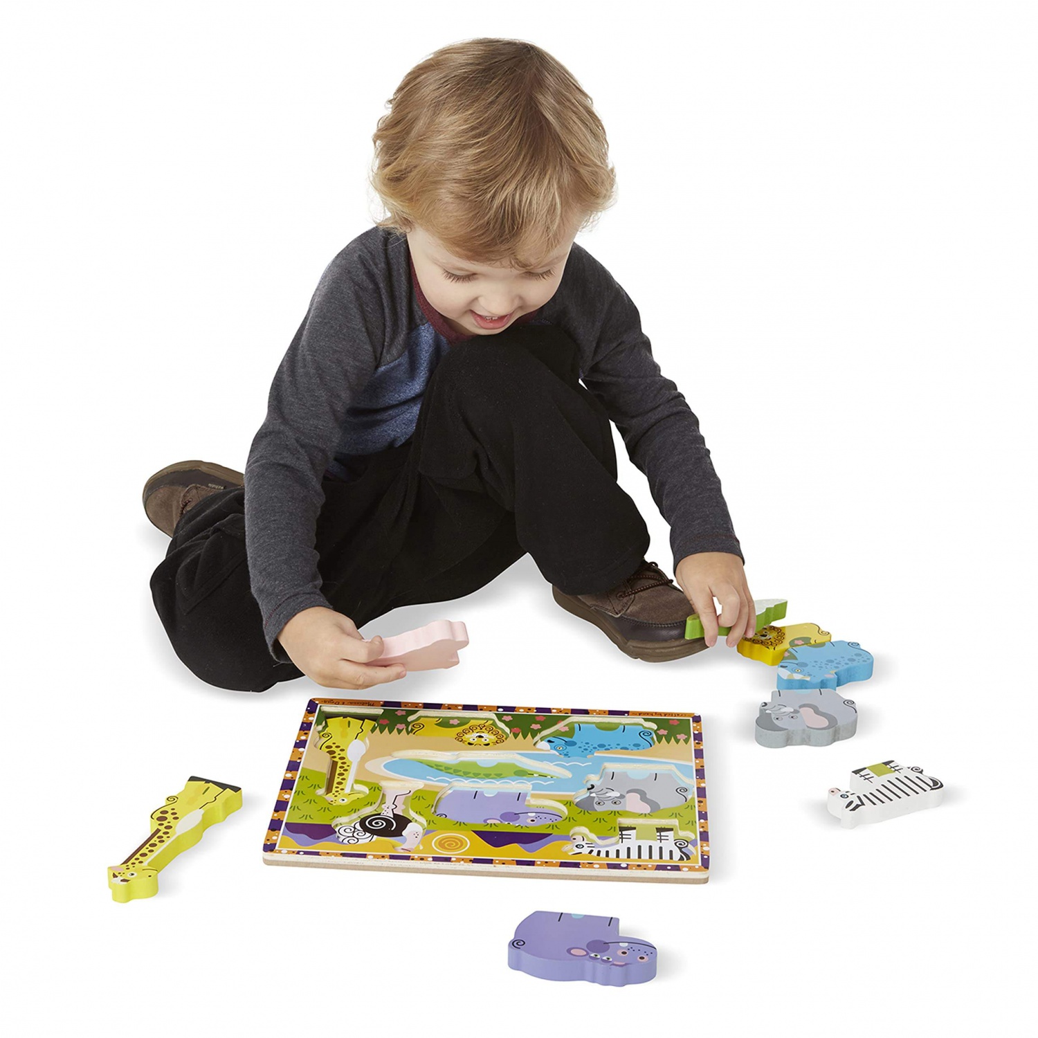 WANHUA custom toddlers peg abc wooden block puzzle