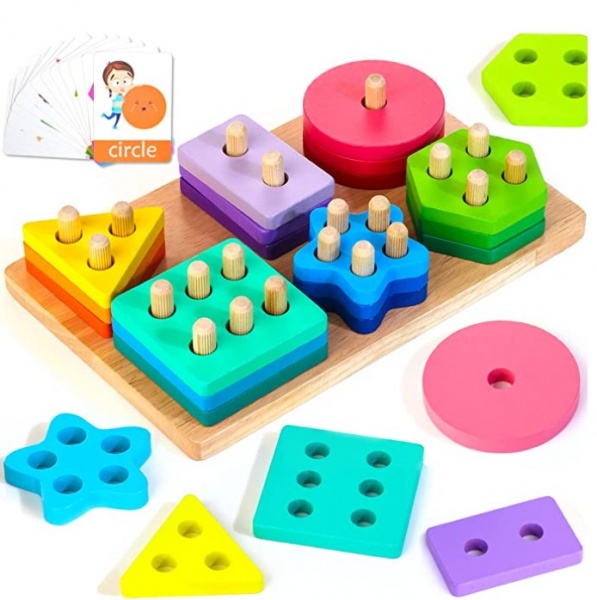 WANHUA Educational Birthday Gifts Wooden Sorting Stacking Toy Hot Sell montessori toys wooden sorting and stacking