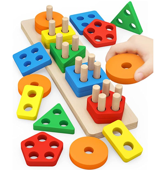 WANHUA Educational Birthday Gifts Wooden Sorting Stacking Toy Hot Sell montessori toys wooden sorting and stacking