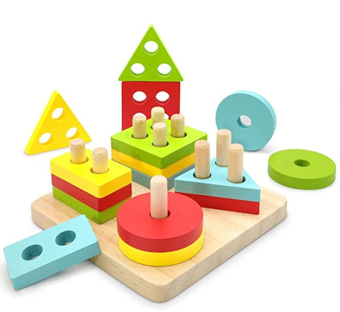 WANHUA Educational Birthday Gifts Wooden Sorting Stacking Toy Hot Sell montessori toys wooden sorting and stacking
