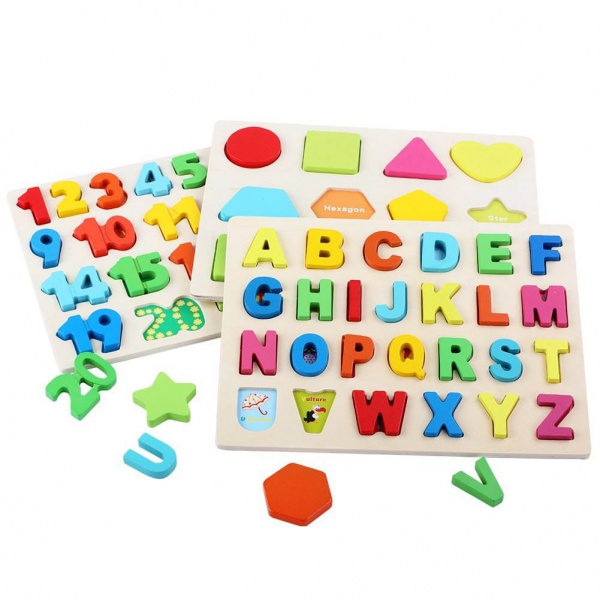 WANHUA montessori letter board custom toddler wooden puzzle jigsaw