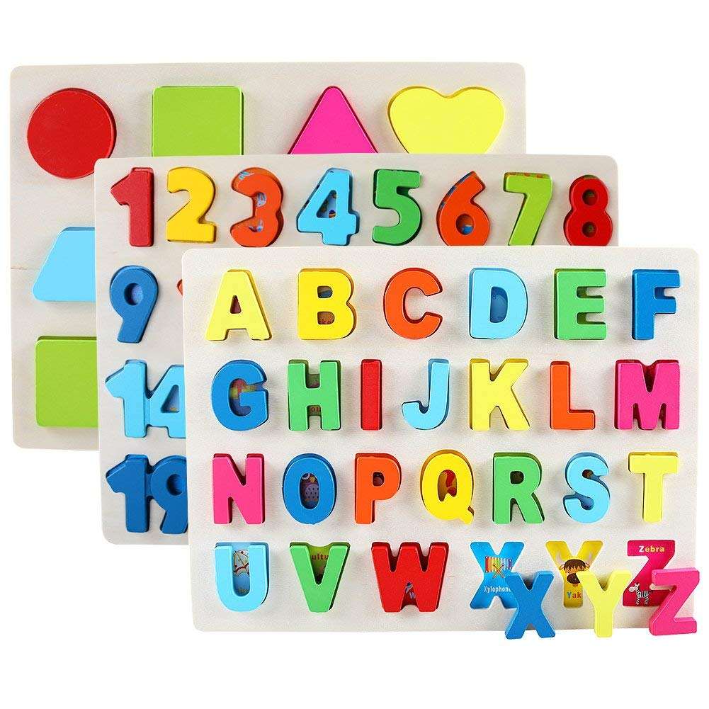 WANHUA montessori letter board custom toddler wooden puzzle jigsaw