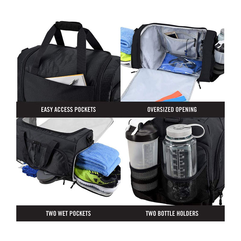 Large capacity sport duffel bag gym bag with shoes compartment