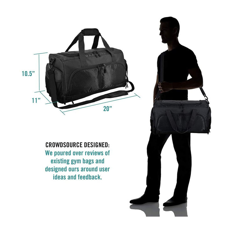 Large capacity sport duffel bag gym bag with shoes compartment