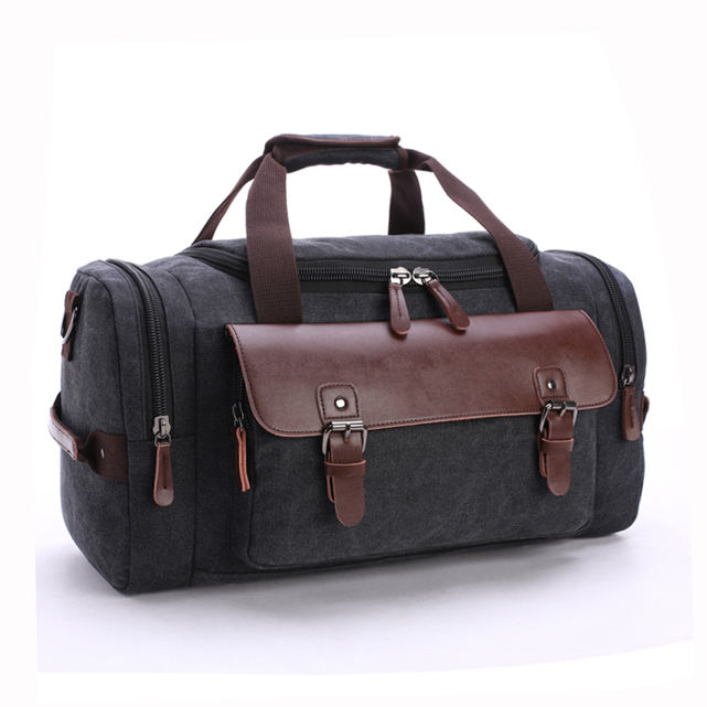 Manufacturers Large luxury designer waterproof Canvas with Leather custom logo Sport Gym Duffle Bag Travel
