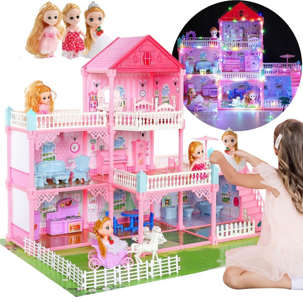WANHUA doll houses wood diy big wooden gaby doll house for girls