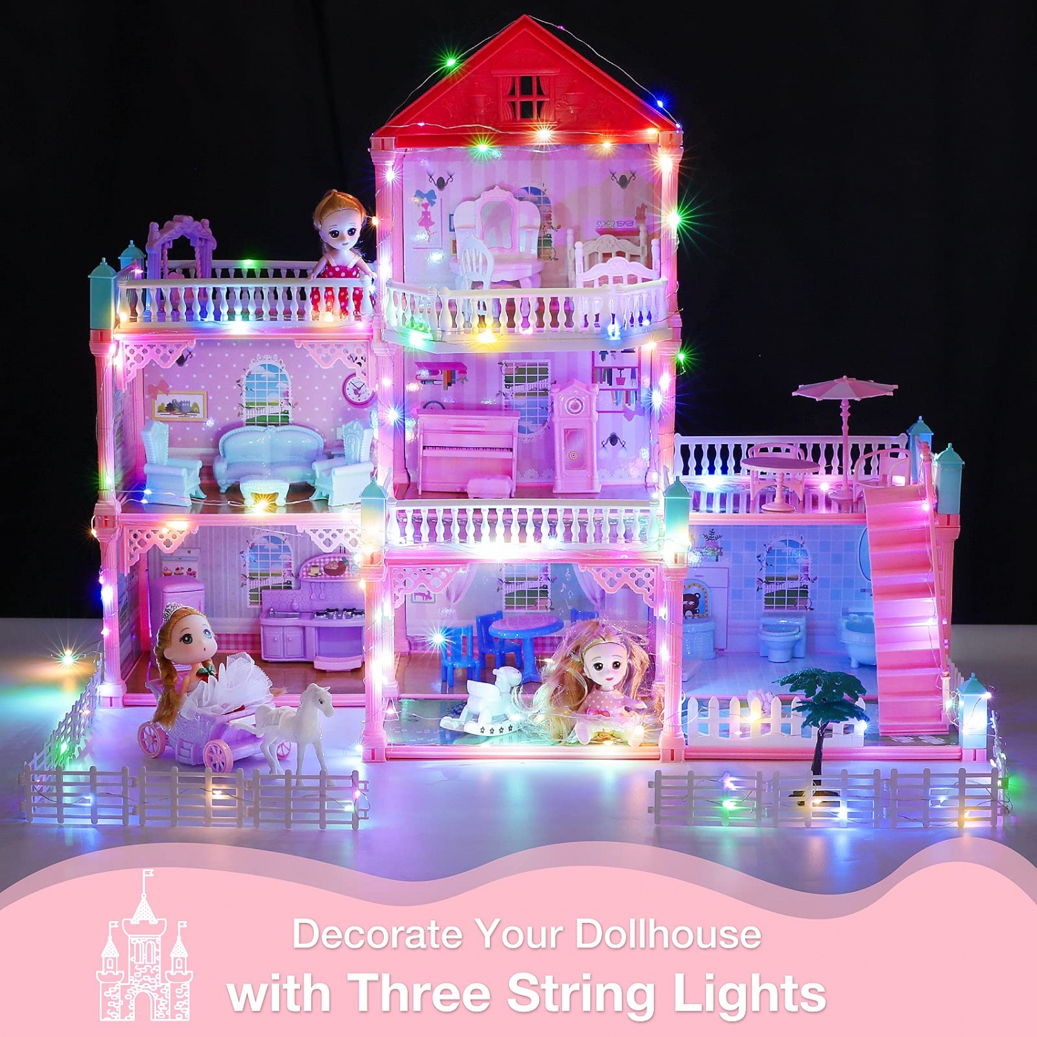 WANHUA doll houses wood diy big wooden gaby doll house for girls