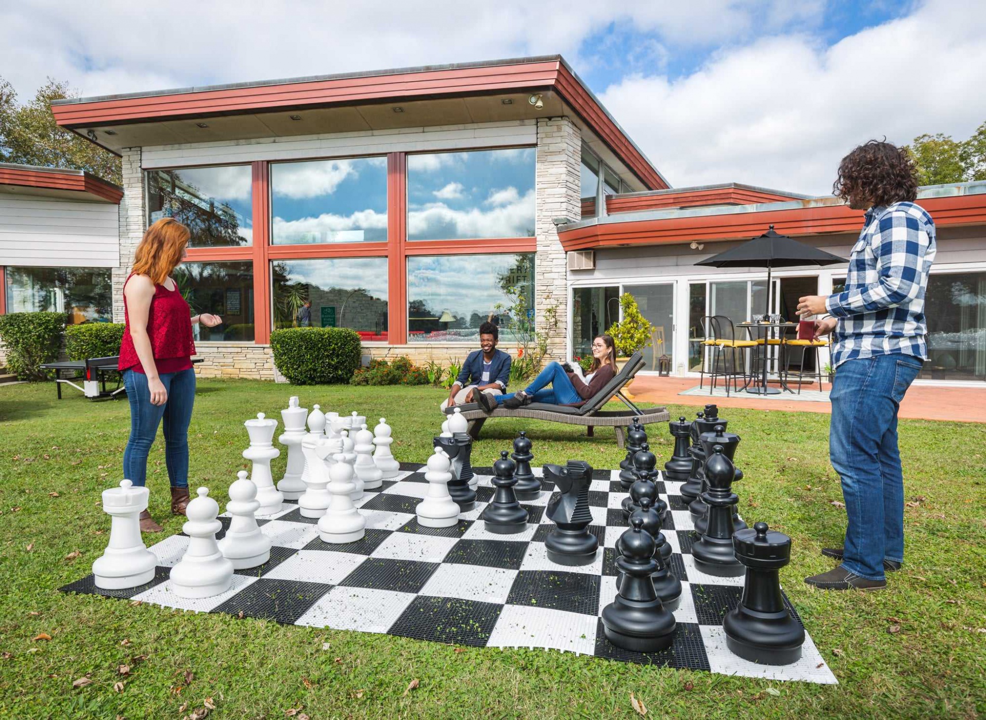 WANHUA large life size big chess set pieces giant outdoor chess set with foldable chess mat